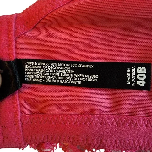 Torrid Curve Pink Lace Unlined Balconette Bra Underwire 40B Magenta 148862 - Picture 9 of 9